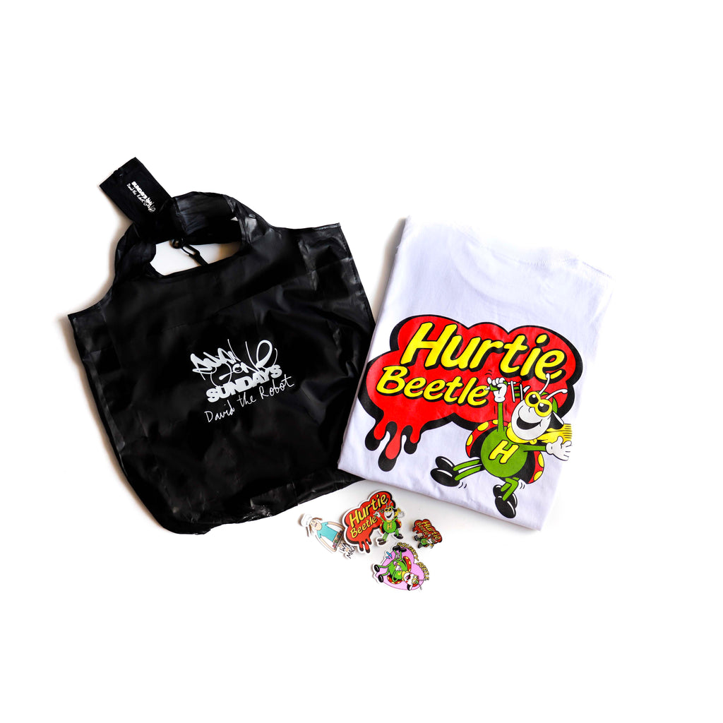 Hurtie Beetle Show Bag - Hurtie Beetle White Tee