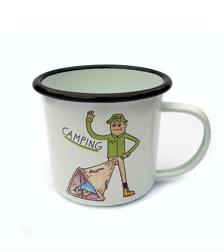 'Camping' Enamel mug