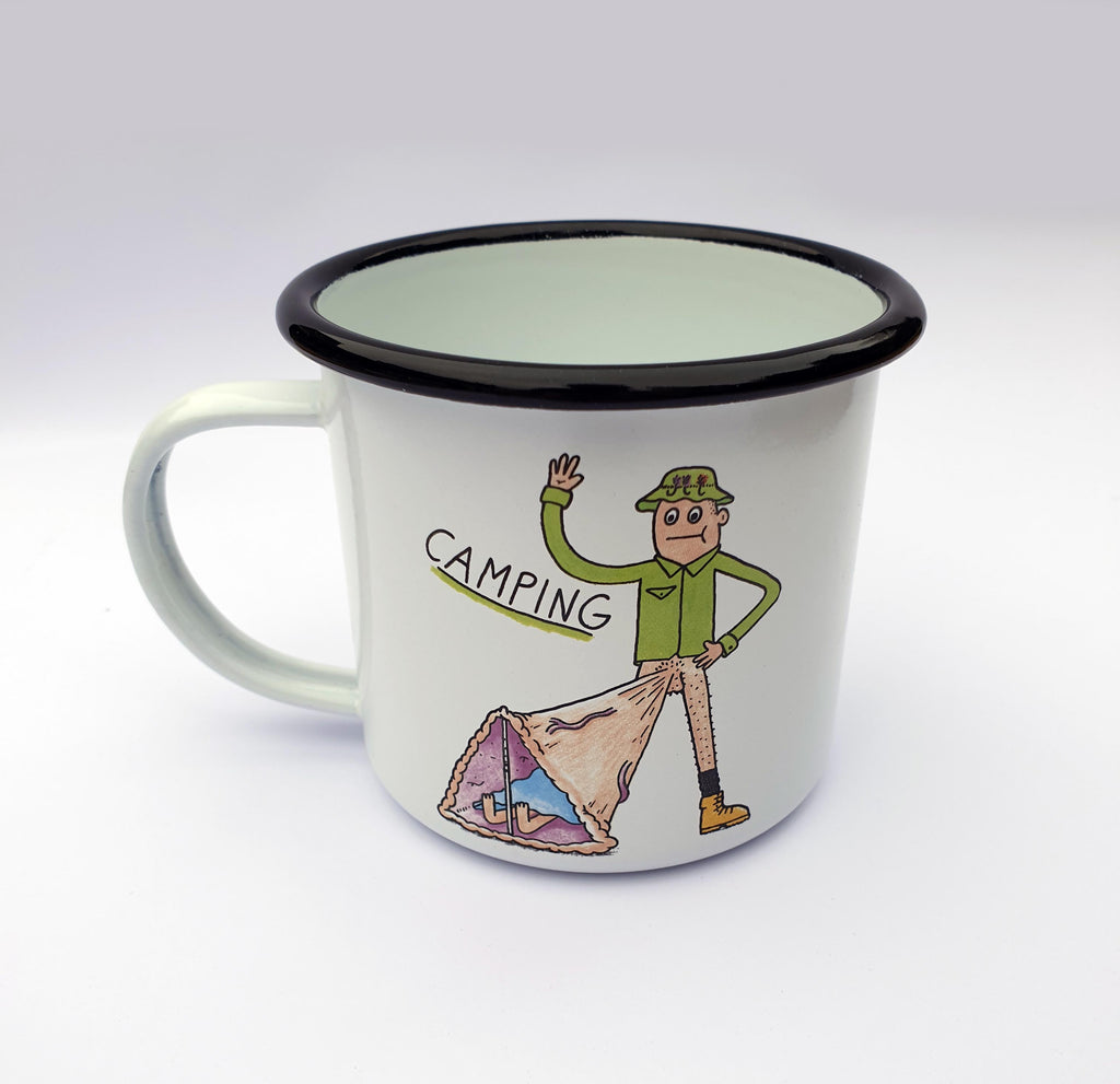 'Camping' Enamel mug